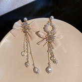 Arzonai Women's crystal earrings, long dangle tassel Korean style earrings, water drop trend